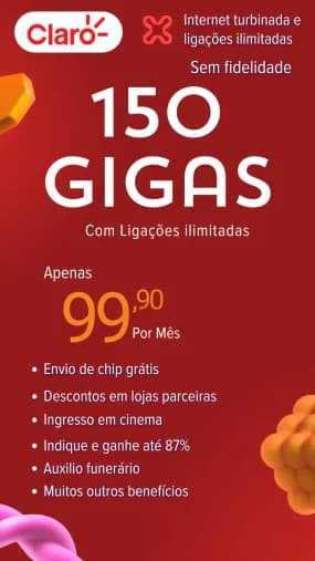 Claro 150 gigas com ligacoes ilimitadas